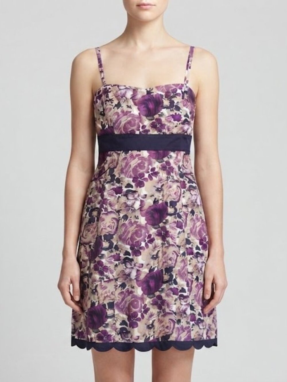 Purple Rose Floral Mini Dress with Removable Adjustable Straps & Pockets